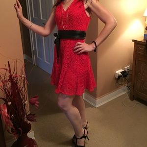 Anthropologie Red lace dress